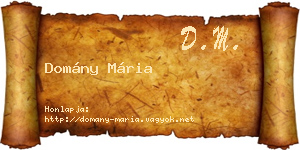 Domány Mária névjegykártya